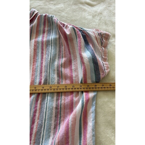 Time & Tru Womens Shirt XXL Linen Blend Button Front Pink Vertical Stripes 2XL - Picture 9 of 10